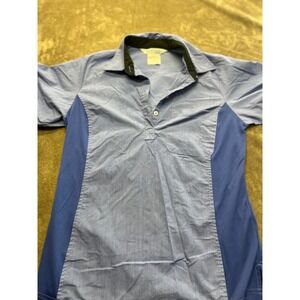 Waffle House Employee Uniform Shirt Womens Small Blue Pinstripe Work Polo 75352